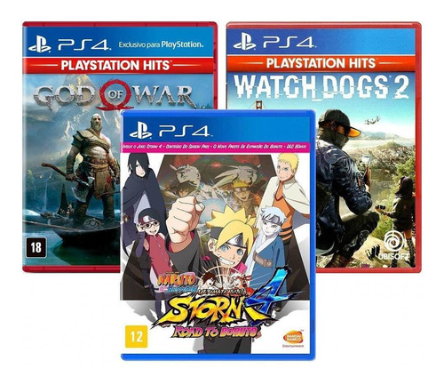 Jogos Ps4 Naruto 4 Road To Boruto + God Of War + Watch Dogs2